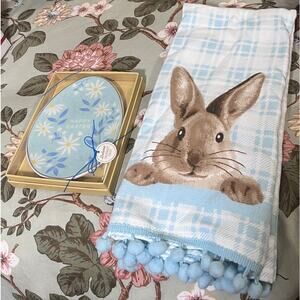 Bundle - Blue & White Bunny Kitchen Towels and Blue Happy Easter- New